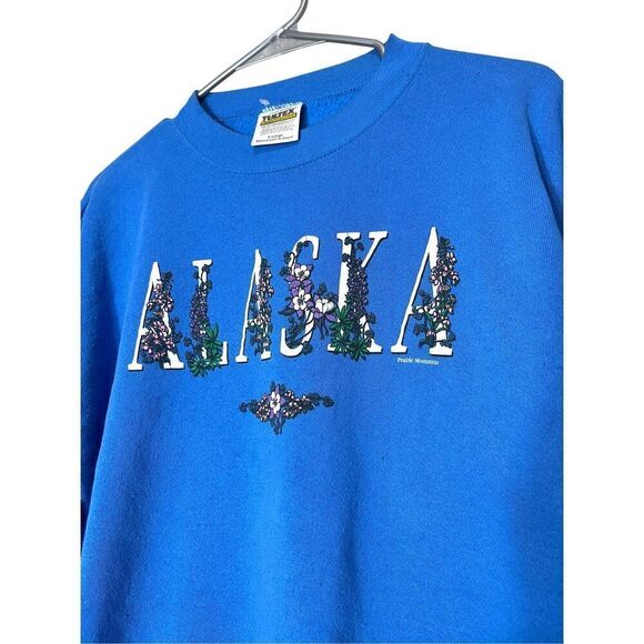 Vintage 90s Alaska Tultex Crewneck blue  Sweatshirt Size XL - Picture 2 of 7